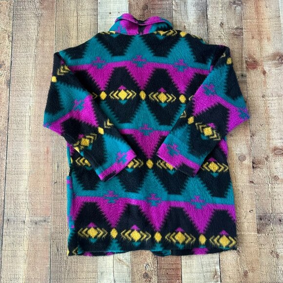 Vintage Village Fair Womens Size M Cardigan Jacket With Aztec Pattern & Pockets - Picture 7 of 7